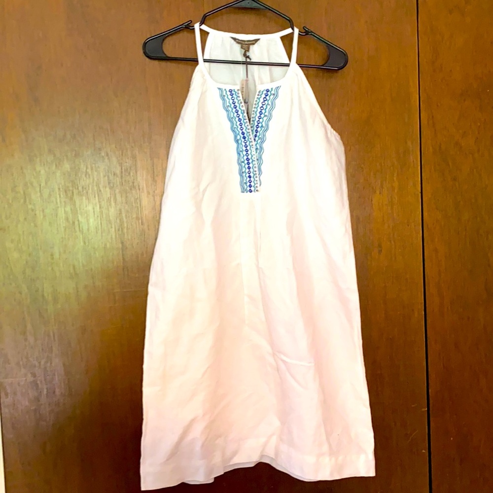 Tommy Bahama linen dress with beading at neckline